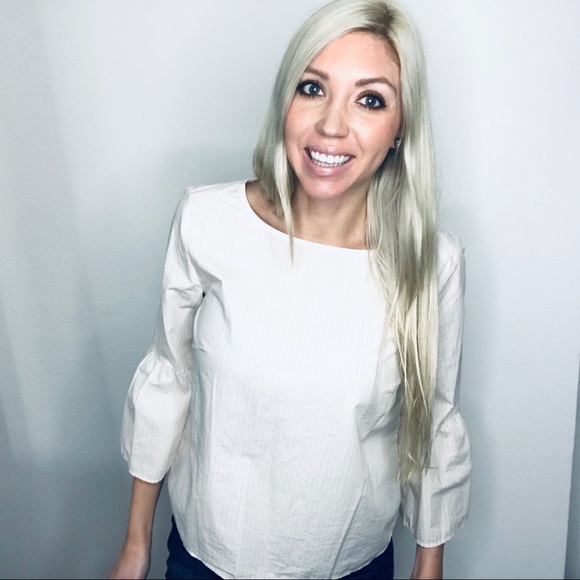 Madewell Tops - Madewell // Peach & White Striped Long Sleeved Top